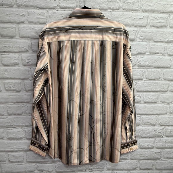 Tommy Bahama Silk Striped Long Sleeve Button Up Shirt Menswear Patterned Large - Picture 10 of 11